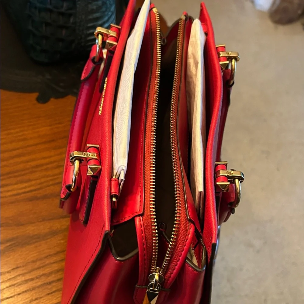 Michael Kors MARILYN  Red Saffiano leather Satchel - Picture 8 of 10